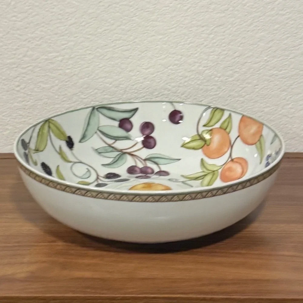 Vintage Dansk Umbrian Fruits Porcelain Large Serving‎ Bowl 11.5x3 Portugal